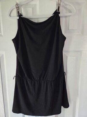 Black sleeveless top with metal acent strap